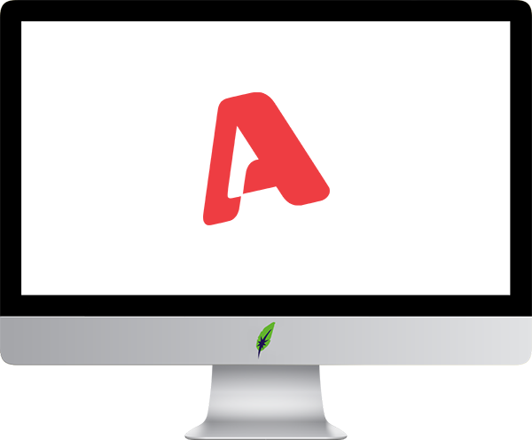 Afbeelding computerscherm met logo Alpha TV - Griekenland - in kleur op transparante achtergrond - 600 * 496 pixels